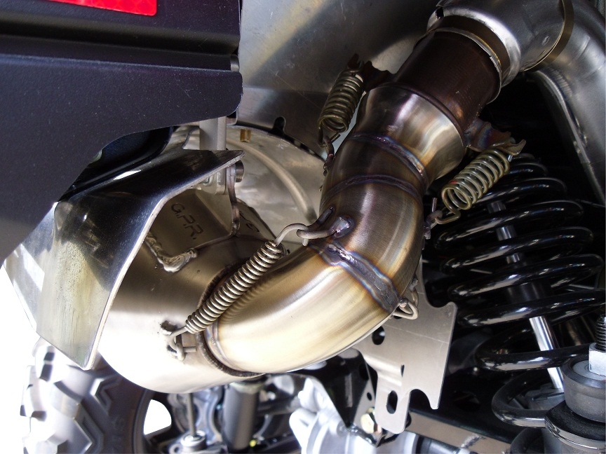 Pot echappement compatible avec Polaris Sportsman Xp 850 - Xp 850 Forest 2010-2014, Power Bomb, Échappement légal, homologué,silencieux avec db killer amovible et tuyau de liaison spécifique 