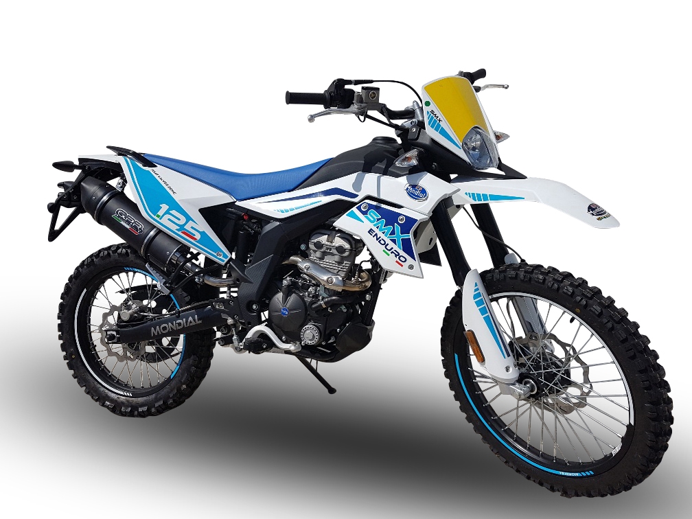 Pot echappement compatible avec F.B. Mondial Smx 125 Enduro 2021-2023, Furore Evo4 Poppy, Pot Échappement slip-on homologué, légal, avec db killer amovible, tuyau de liaison et catalyseur 
