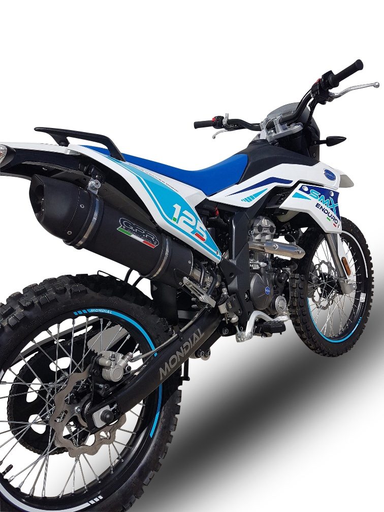 Pot echappement compatible avec F.B. Mondial Smx 125 Enduro 2021-2023, Furore Evo4 Nero, Pot Échappement slip-on homologué, légal, avec db killer amovible, tuyau de liaison et catalyseur 