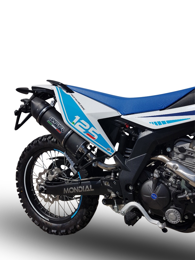 Pot echappement compatible avec F.B. Mondial Smx 125 Enduro 2021-2023, Furore Evo4 Nero, Pot Échappement slip-on homologué, légal, avec db killer amovible, tuyau de liaison et catalyseur 