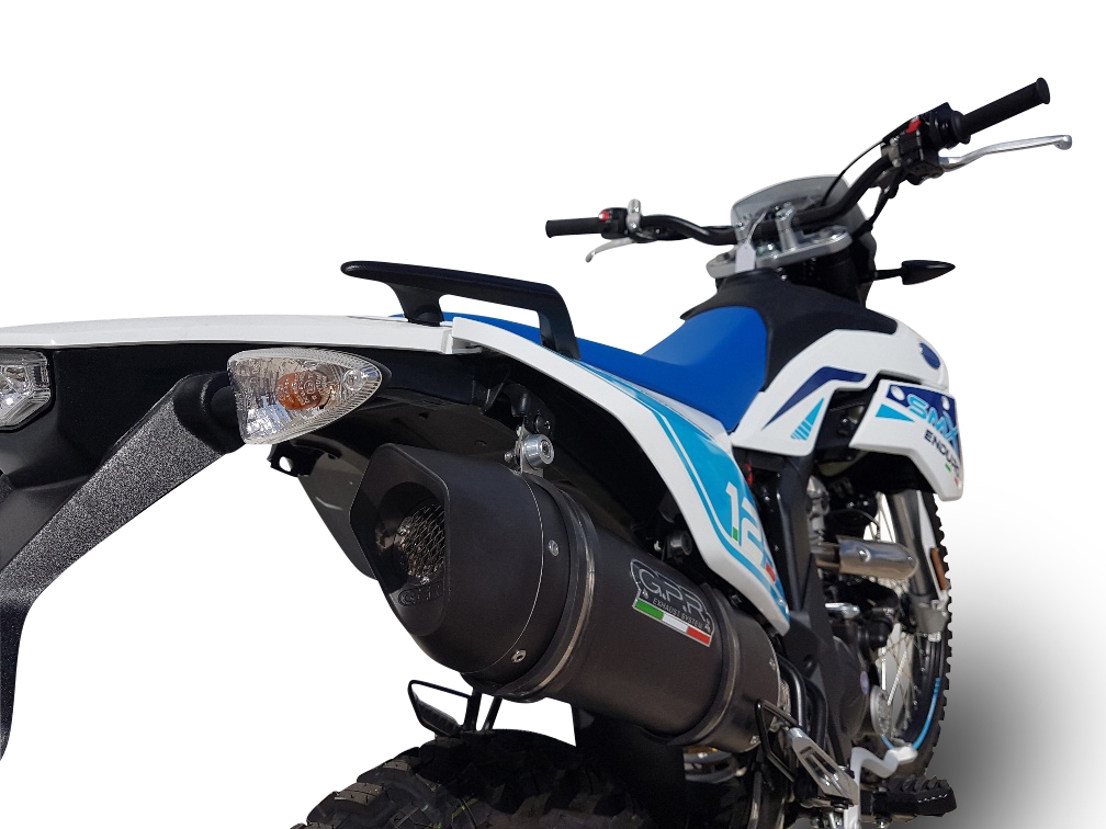 Pot echappement compatible avec F.B. Mondial Smx 125 Enduro 2021-2023, Furore Evo4 Nero, Pot Échappement slip-on homologué, légal, avec db killer amovible, tuyau de liaison et catalyseur 