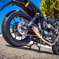 Pot echappement compatible avec Triumph Street Twin 900 2020-2021, Deeptone Inox, Paire de pot d'échappement homologuées, livrées avec db killer amovible et raccords spécifiques 