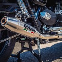 Pot echappement compatible avec Triumph Street Twin 900 2020-2021, Deeptone Inox, Paire de pot d'échappement homologuées, livrées avec db killer amovible et raccords spécifiques 