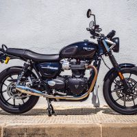 Pot echappement compatible avec Triumph Street Twin 900 2020-2021, Vintacone, Paire de pot d'échappement homologuées, livrées avec db killer amovible et raccords spécifiques 