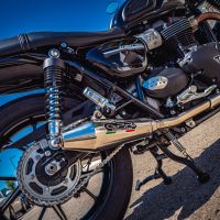 Pot echappement compatible avec Triumph Street Twin 900 2020-2021, Vintacone, Paire de pot d'échappement homologuées, livrées avec db killer amovible et raccords spécifiques 