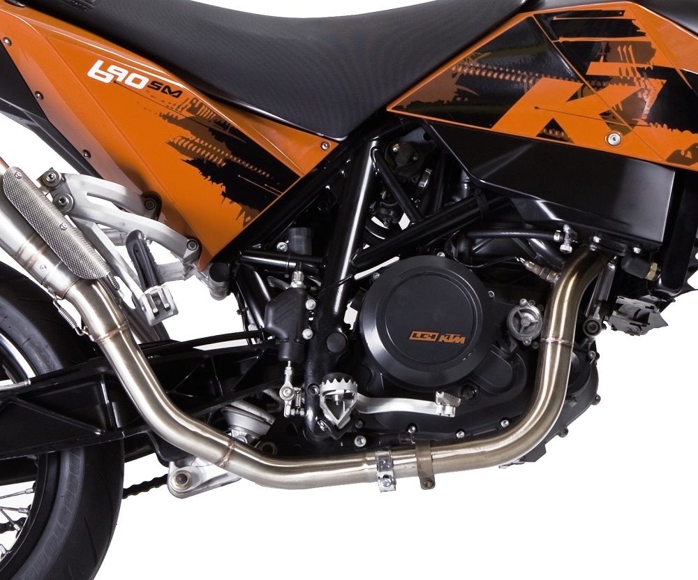 Pot echappement compatible avec Ktm Supermoto 690 2007-2009, Powercone Evo, Homologué et légal, système d'échappement complet, avec db killer amovible 