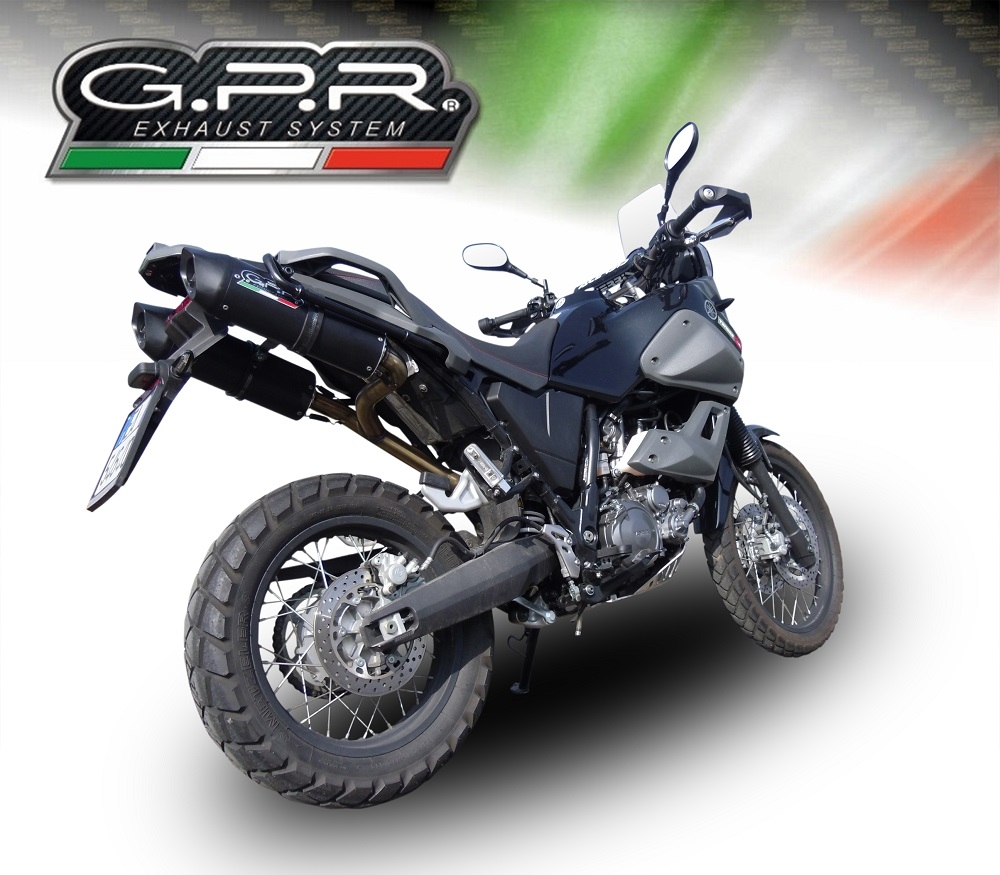 Pot echappement compatible avec Yamaha Xt 660 Z Teneré 2008-2016, Furore Nero, Paire de pot d'échappement homologuées, livrées avec db killer amovible et raccords spécifiques 