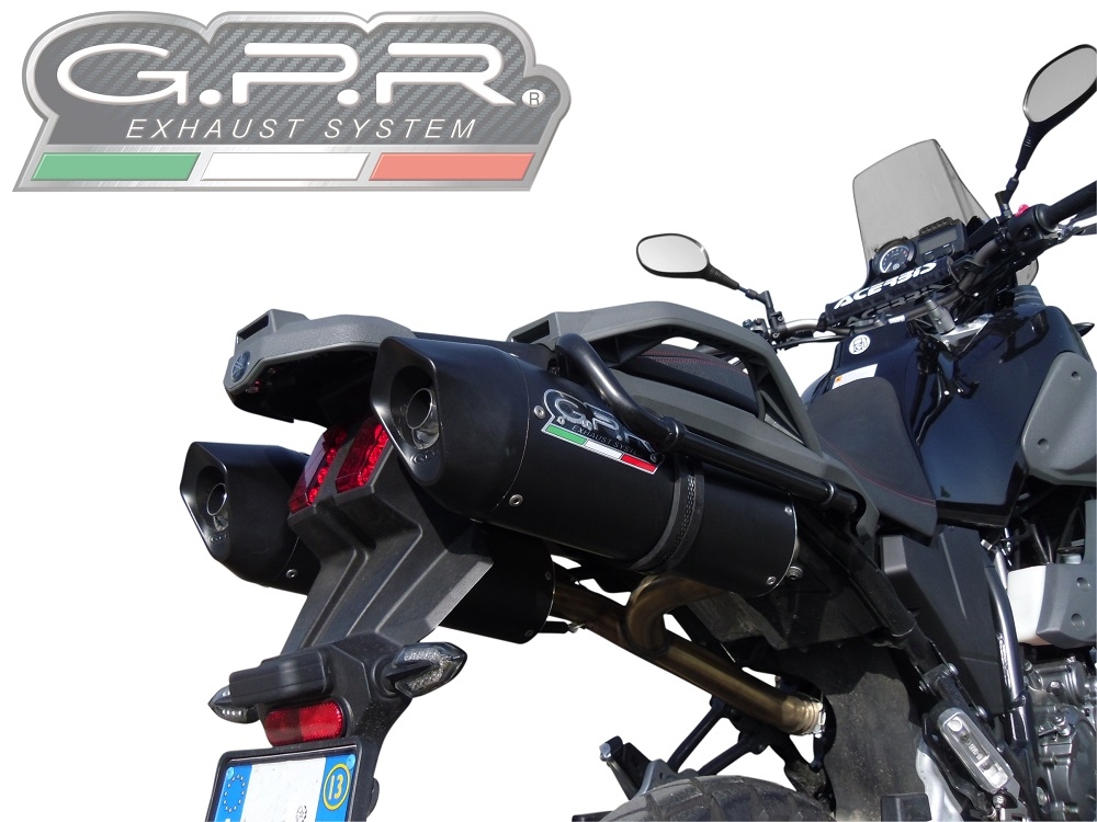 Pot echappement compatible avec Yamaha Xt 660 Z Teneré 2008-2016, Furore Nero, Paire de pot d'échappement homologuées, livrées avec db killer amovible et raccords spécifiques 