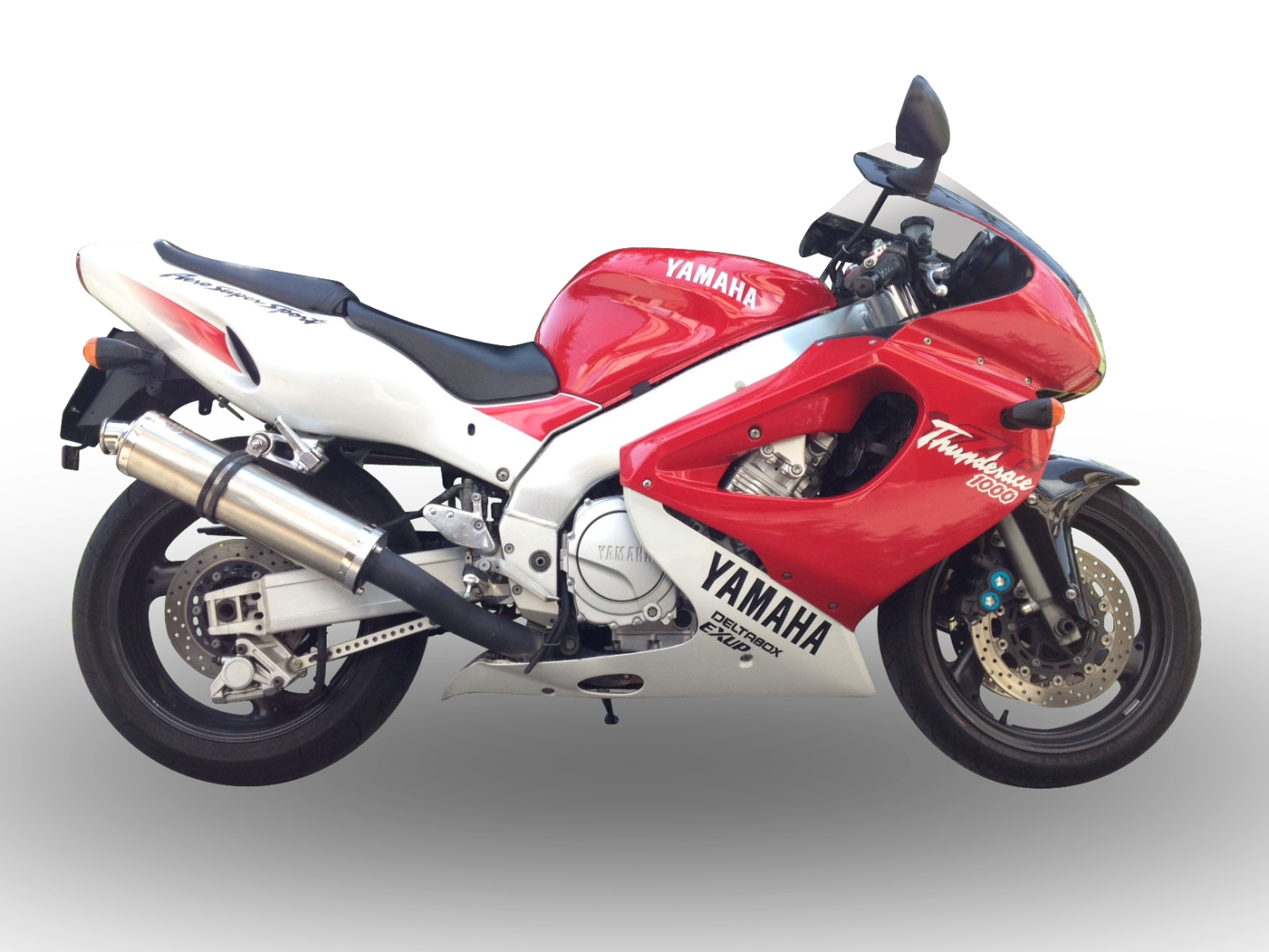 Pot echappement compatible avec Yamaha YZF 1000 R Thunderace 1996-2003, Inox Tondo, Silencieux d'échappement, homologué, montage avec bride spécifique (bolt-on), avec db killer amovible 