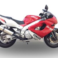 Pot echappement compatible avec Yamaha YZF 1000 R Thunderace 1996-2003, Inox Tondo, Silencieux d'échappement, homologué, montage avec bride spécifique (bolt-on), avec db killer amovible 