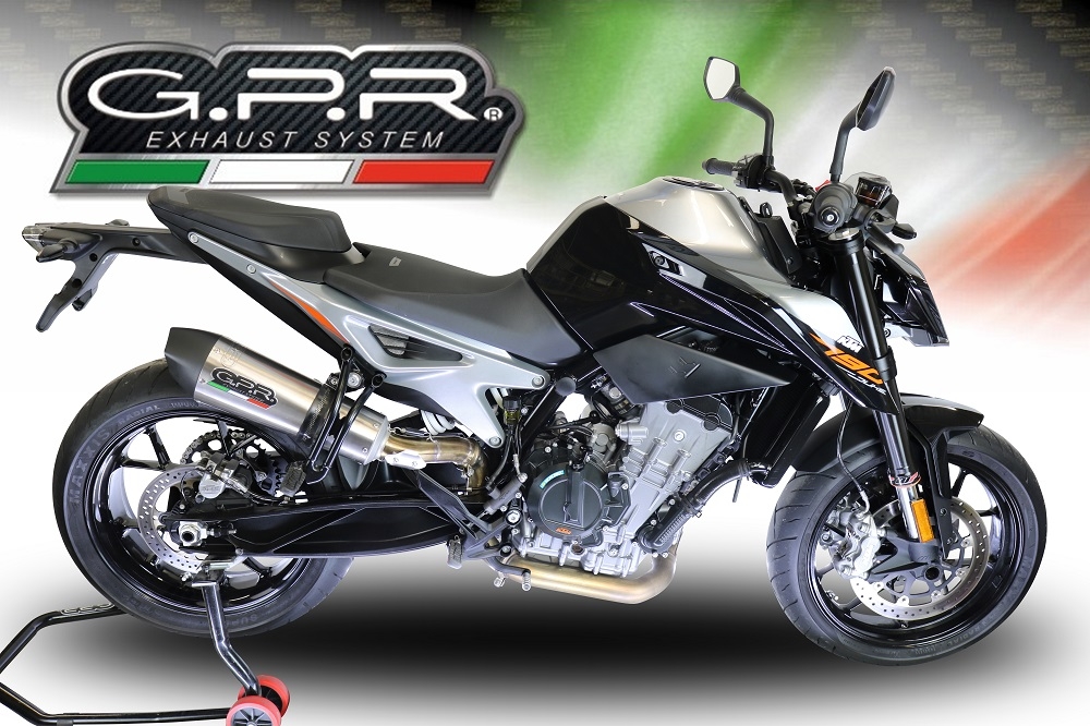 Pot echappement compatible avec Ktm Duke 790 2017-2020, GP Evo4 Titanium, Échappement légal, homologué,silencieux avec db killer amovible et tuyau de liaison spécifique 