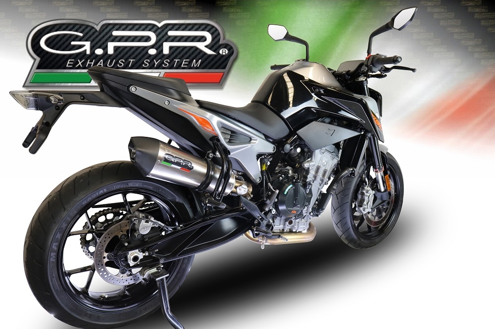 Pot echappement compatible avec Ktm Duke 790 2017-2020, GP Evo4 Titanium, Échappement légal, homologué,silencieux avec db killer amovible et tuyau de liaison spécifique 