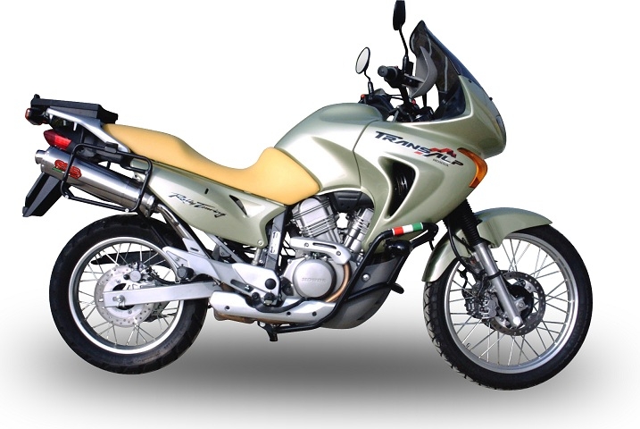 Pot echappement compatible avec Honda Transalp XL 650 V 2000-2006, Trioval, Échappement légal, homologué,silencieux avec db killer amovible et tuyau de liaison spécifique 