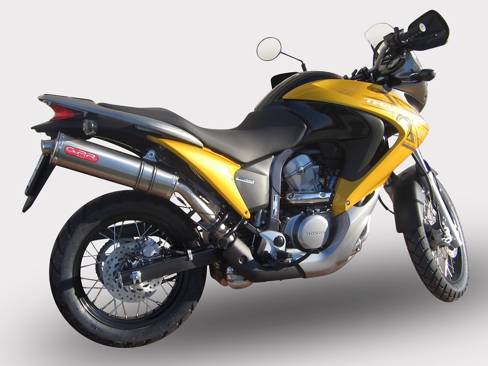 GPR pot echappement compatible avec  Honda Transalp Xl 700 V 2007-2014, Trioval, Échappement légal, homologué,silencieux avec db killer amovible et tuyau de liaison spécifique 