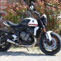 Pot echappement compatible avec Triumph Trident 660 2021-2024, M3 Inox , Pot d'échappement complet racing, compris de collecteur et db killer amovible, sans homologation 