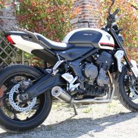 Pot echappement compatible avec Triumph Trident 660 2021-2024, M3 Inox , Pot d'échappement complet racing, compris de collecteur et db killer amovible, sans homologation 