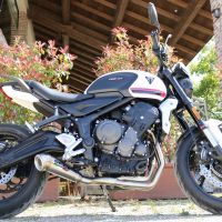 Pot echappement compatible avec Triumph Trident 660 2021-2024, Powercone Evo, Pot d'échappement complet racing, compris de collecteur et db killer amovible, sans homologation 