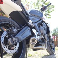 Pot echappement compatible avec Triumph Trident 660 2021-2024, Powercone Evo, Pot d'échappement complet racing, compris de collecteur et db killer amovible, sans homologation 