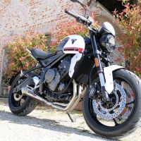 Pot echappement compatible avec Triumph Trident 660 2021-2024, Powercone Evo, Pot d'échappement complet racing, compris de collecteur et db killer amovible, sans homologation 