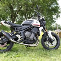 Pot echappement compatible avec Triumph Trident 660 2021-2024, M3 Black Titanium, Pot d'échappement complet racing, compris de collecteur et db killer amovible, sans homologation 
