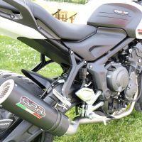 Pot echappement compatible avec Triumph Trident 660 2021-2024, M3 Black Titanium, Pot d'échappement complet racing, compris de collecteur et db killer amovible, sans homologation 