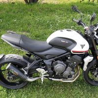 Pot echappement compatible avec Triumph Trident 660 2021-2024, M3 Black Titanium, Pot d'échappement complet racing, compris de collecteur et db killer amovible, sans homologation 