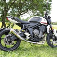 Pot echappement compatible avec Triumph Trident 660 2021-2024, Powercone Evo, Homologué et légal, système d'échappement complet avec catalyseur et db killer amovible 