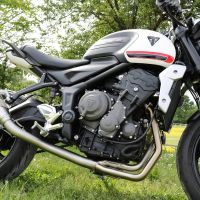 Pot echappement compatible avec Triumph Trident 660 2021-2024, Powercone Evo, Homologué et légal, système d'échappement complet avec catalyseur et db killer amovible 