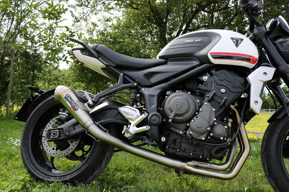 Pot echappement compatible avec Triumph Trident 660 2021-2024, Powercone Evo, Homologué et légal, système d'échappement complet avec catalyseur et db killer amovible 