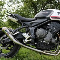 Pot echappement compatible avec Triumph Trident 660 2021-2024, Powercone Evo, Homologué et légal, système d'échappement complet avec catalyseur et db killer amovible 