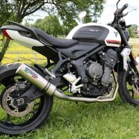 Pot echappement compatible avec Triumph Trident 660 2021-2024, M3 Inox , Homologué et légal, système d'échappement complet avec catalyseur et db killer amovible 