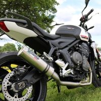 Pot echappement compatible avec Triumph Trident 660 2021-2024, M3 Titanium Natural, Homologué et légal, système d'échappement complet avec catalyseur et db killer amovible 