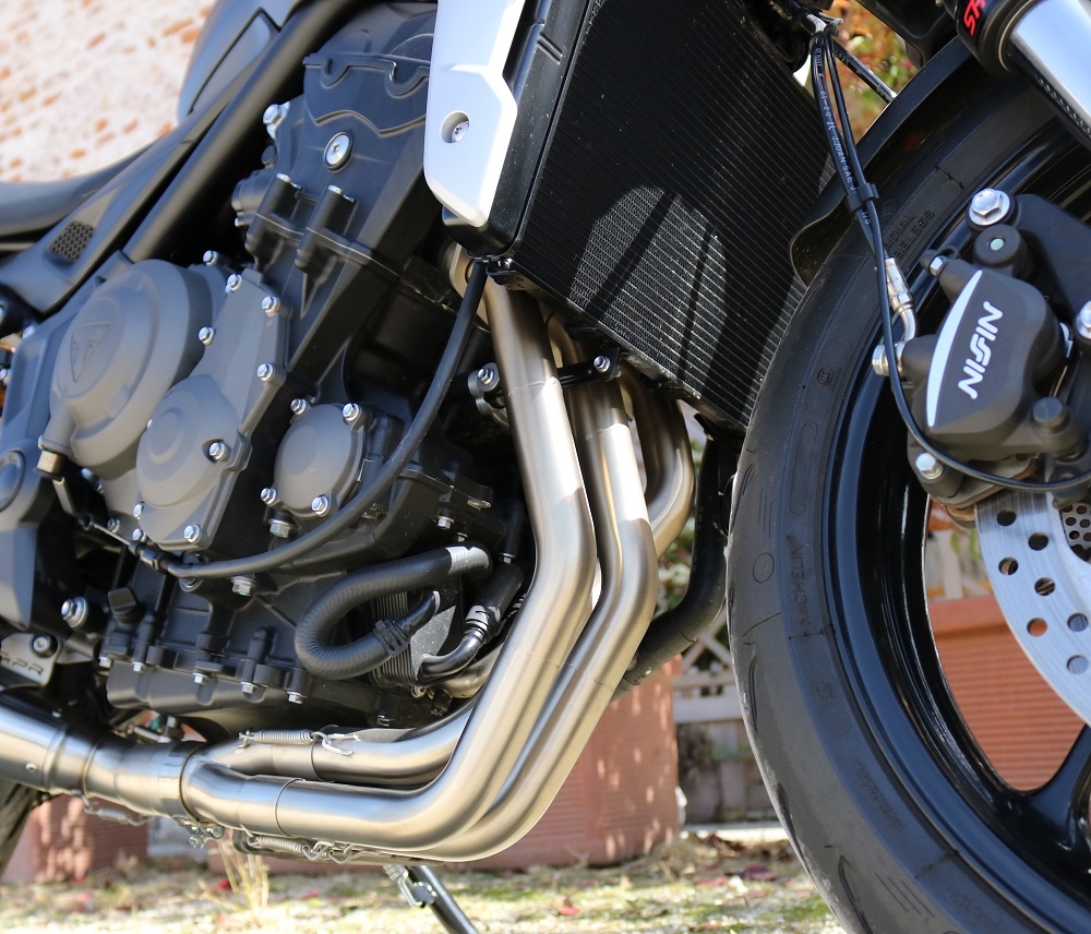 Pot echappement compatible avec Triumph Tiger Sport 660 2022-2024, M3 Poppy , Homologué et légal, système d'échappement complet avec catalyseur et db killer amovible 