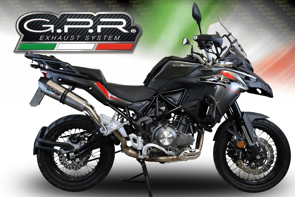 Pot echappement compatible avec Benelli Trk 502 X 2021-2024, GP Evo4 Titanium, Échappement légal, homologué,silencieux avec db killer amovible et tuyau de liaison spécifique 