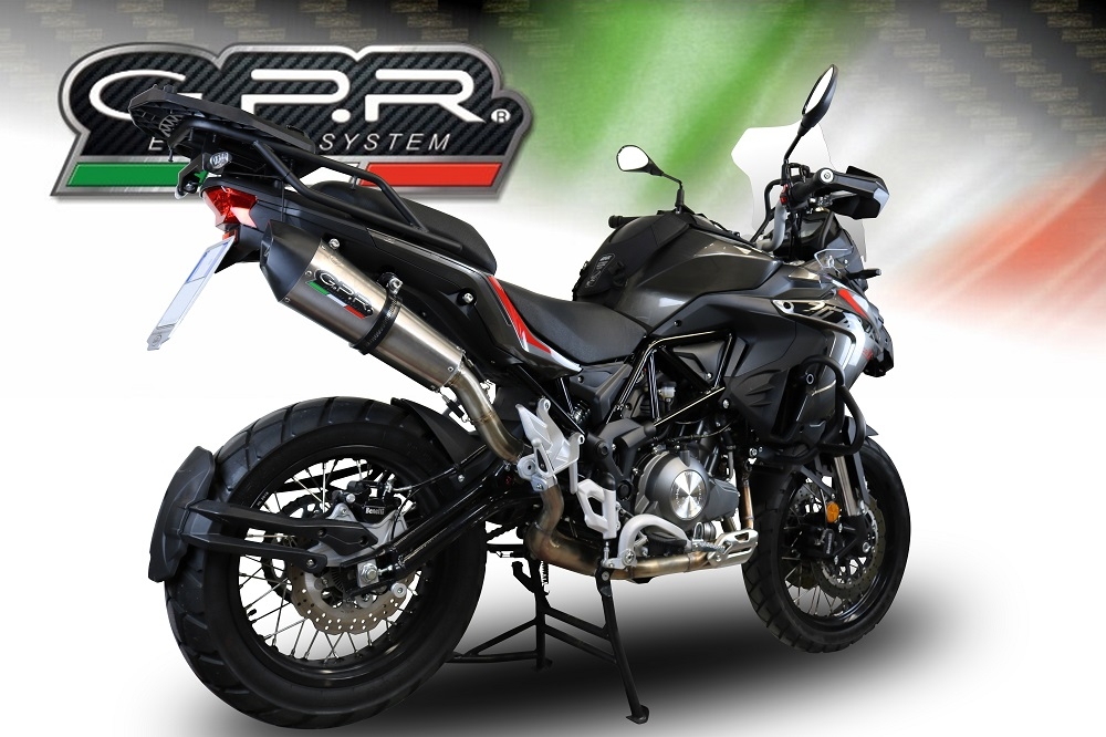 Pot echappement compatible avec Benelli Trk 502 X 2021-2024, GP Evo4 Titanium, Échappement légal, homologué,silencieux avec db killer amovible et tuyau de liaison spécifique 