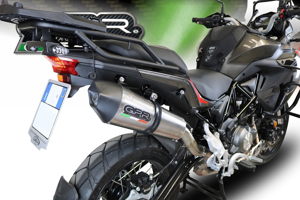 Pot echappement compatible avec Benelli Trk 502 X 2021-2024, GP Evo4 Titanium, Échappement légal, homologué,silencieux avec db killer amovible et tuyau de liaison spécifique 