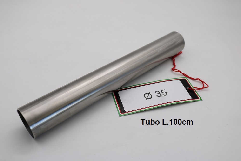 Pot echappement compatible avec Cafè Racer Cafè Racer 1-, Tubo inox D. 35mm X 1mm L.1000mm, 