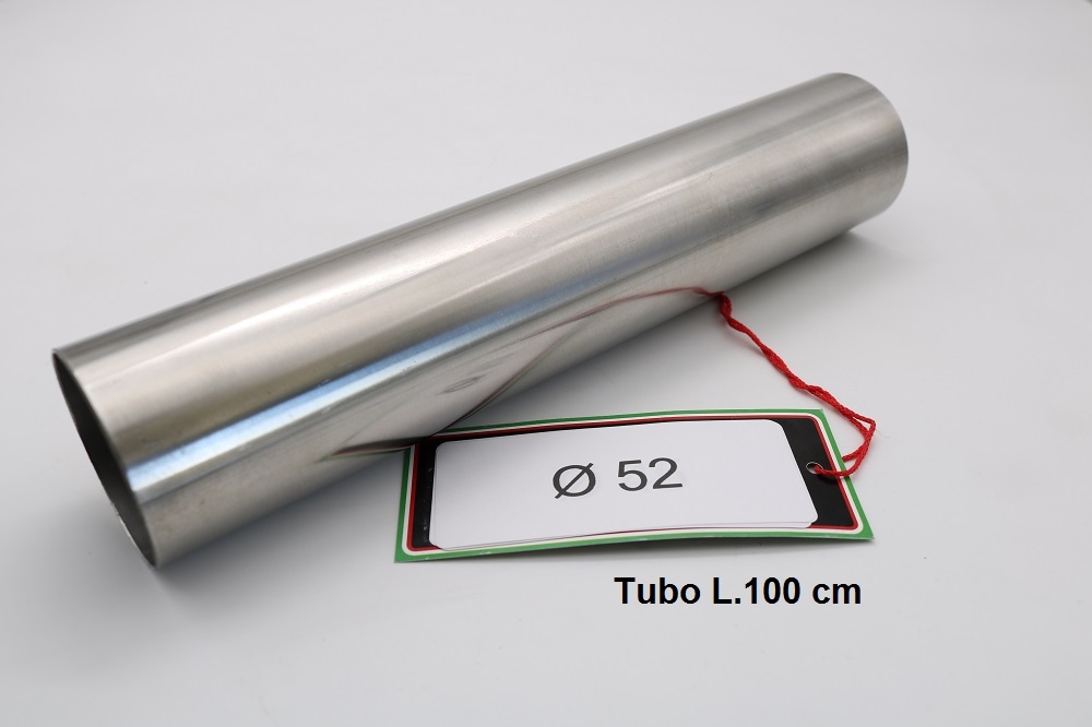 Pot echappement compatible avec Cafè Racer Cafè Racer 1-, Tubo inox D. 52mm X 1mm L.1000mm, 