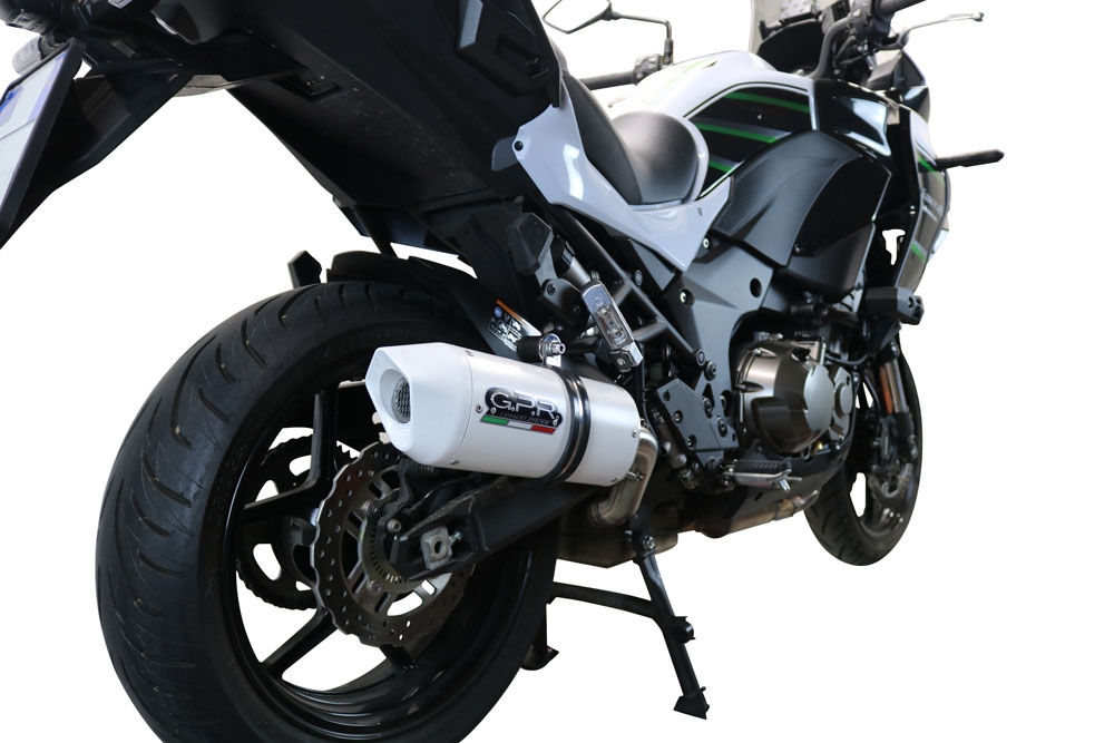 Pot echappement compatible avec Kawasaki Versys 1000 I.E. 2019-2020, Albus Evo4, Échappement légal, homologué,silencieux avec db killer amovible et tuyau de liaison spécifique 