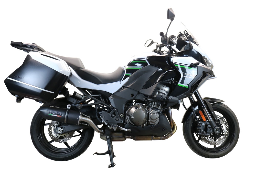 Pot echappement compatible avec Kawasaki Versys 1000 I.E. 2021-2024, Furore Evo4 Nero, Échappement légal, homologué,silencieux avec db killer amovible et tuyau de liaison spécifique 