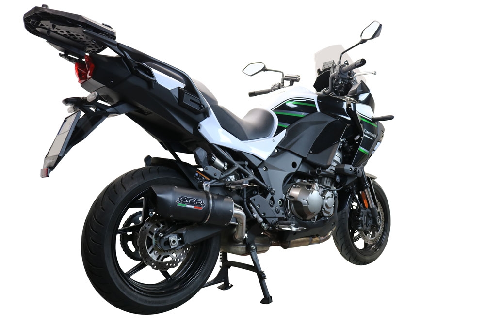 Pot echappement compatible avec Kawasaki Versys 1000 I.E. 2021-2024, Furore Evo4 Nero, Échappement légal, homologué,silencieux avec db killer amovible et tuyau de liaison spécifique 