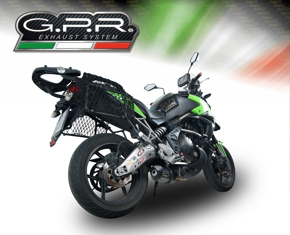 Pot echappement compatible avec Kawasaki Versys 650 2006-2014, Furore Nero, Échappement légal, homologué,silencieux avec db killer amovible et tuyau de liaison spécifique 