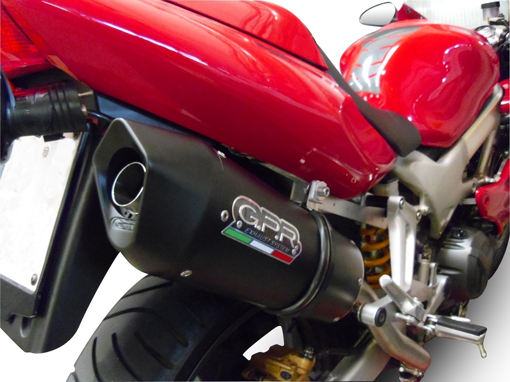 Pot echappement compatible avec Honda Vtr 1000 F Firestorm 1997-2007, Furore Poppy, Paire de pot d'échappement homologuées, livrées avec db killer amovible et raccords spécifiques 