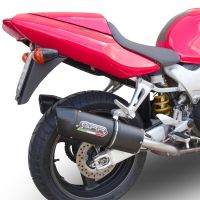 Pot echappement compatible avec Honda Vtr 1000 F Firestorm 1997-2007, Furore Nero, Paire de pot d'échappement homologuées, livrées avec db killer amovible et raccords spécifiques 