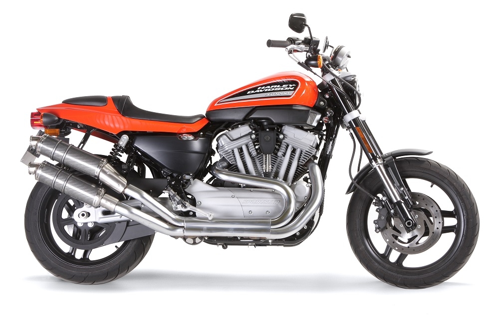 Pot echappement compatible avec Harley Davidson Xr 1200 2008-2012, Poppy Tondo, Paire de pot d'échappement homologuées, livrées avec db killer amovible et raccords spécifiques 