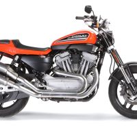 Pot echappement compatible avec Harley Davidson Xr 1200 2008-2012, Poppy Tondo, Paire de pot d'échappement homologuées, livrées avec db killer amovible et raccords spécifiques 