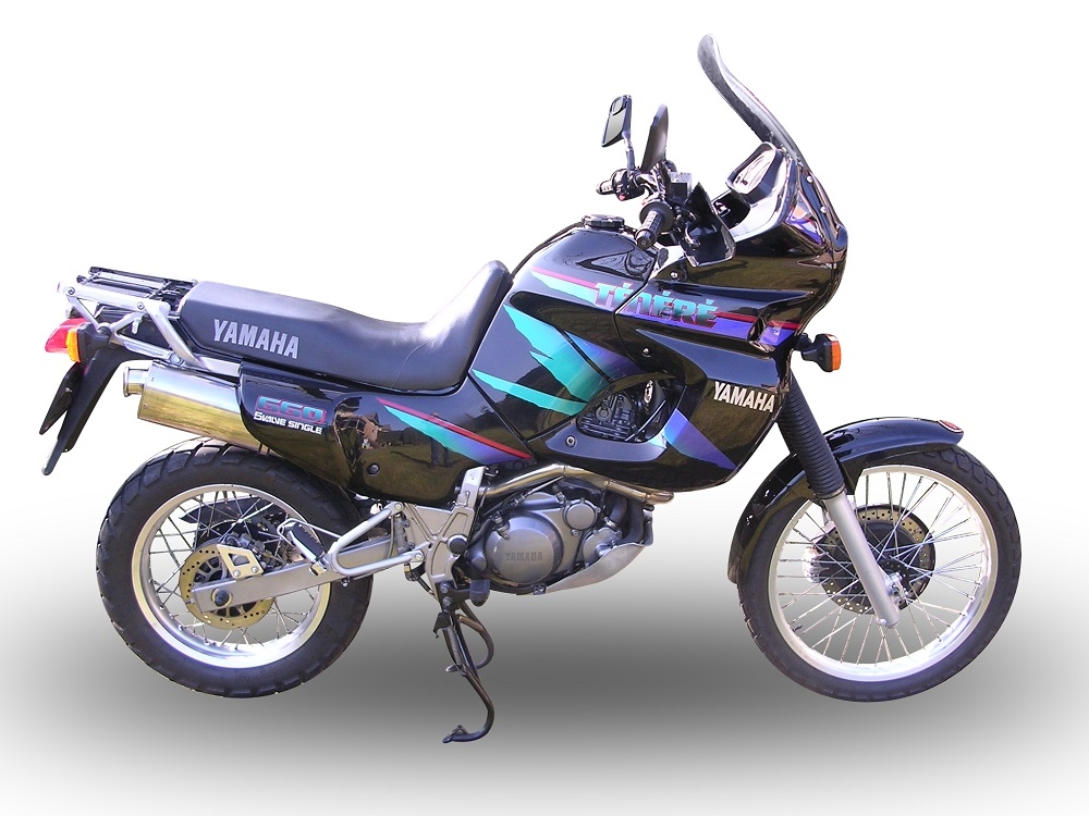 Pot echappement compatible avec Yamaha Xtz 660 Teneré 1991-1998, Trioval, Échappement légal, homologué,silencieux avec db killer amovible et tuyau de liaison spécifique 