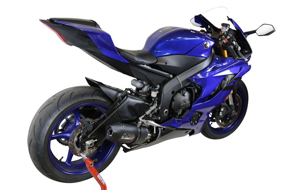 Pot echappement compatible avec Yamaha Yzf R6 2017-2025, Furore Poppy, Pot échappement racing, avec les tuyaux de liaison, article sans homologation 