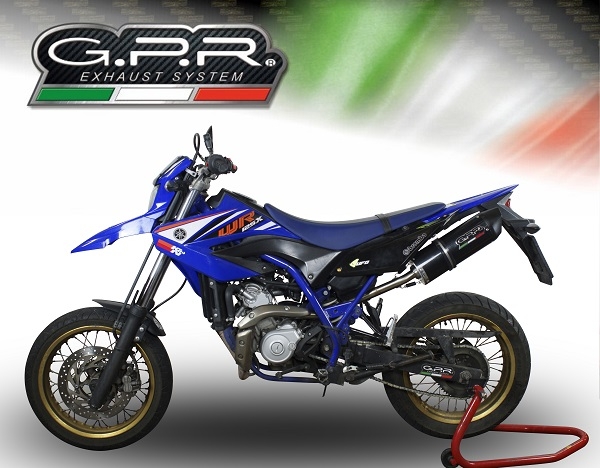 GPR pot echappement compatible avec  Yamaha Wr 125 R 2009-2011, Furore Nero, Échappement légal, homologué,silencieux avec db killer amovible et tuyau de liaison spécifique 