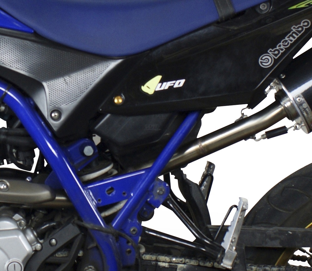 GPR pot echappement compatible avec  Yamaha Wr 125 R 2009-2011, Furore Nero, Échappement légal, homologué,silencieux avec db killer amovible et tuyau de liaison spécifique 